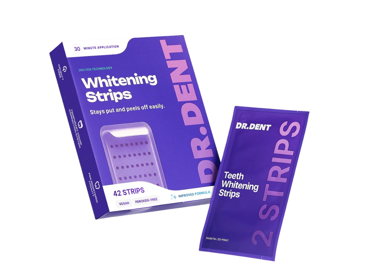 Dr.Dent Purple Whitening Strips — corrección púrpura + PAP