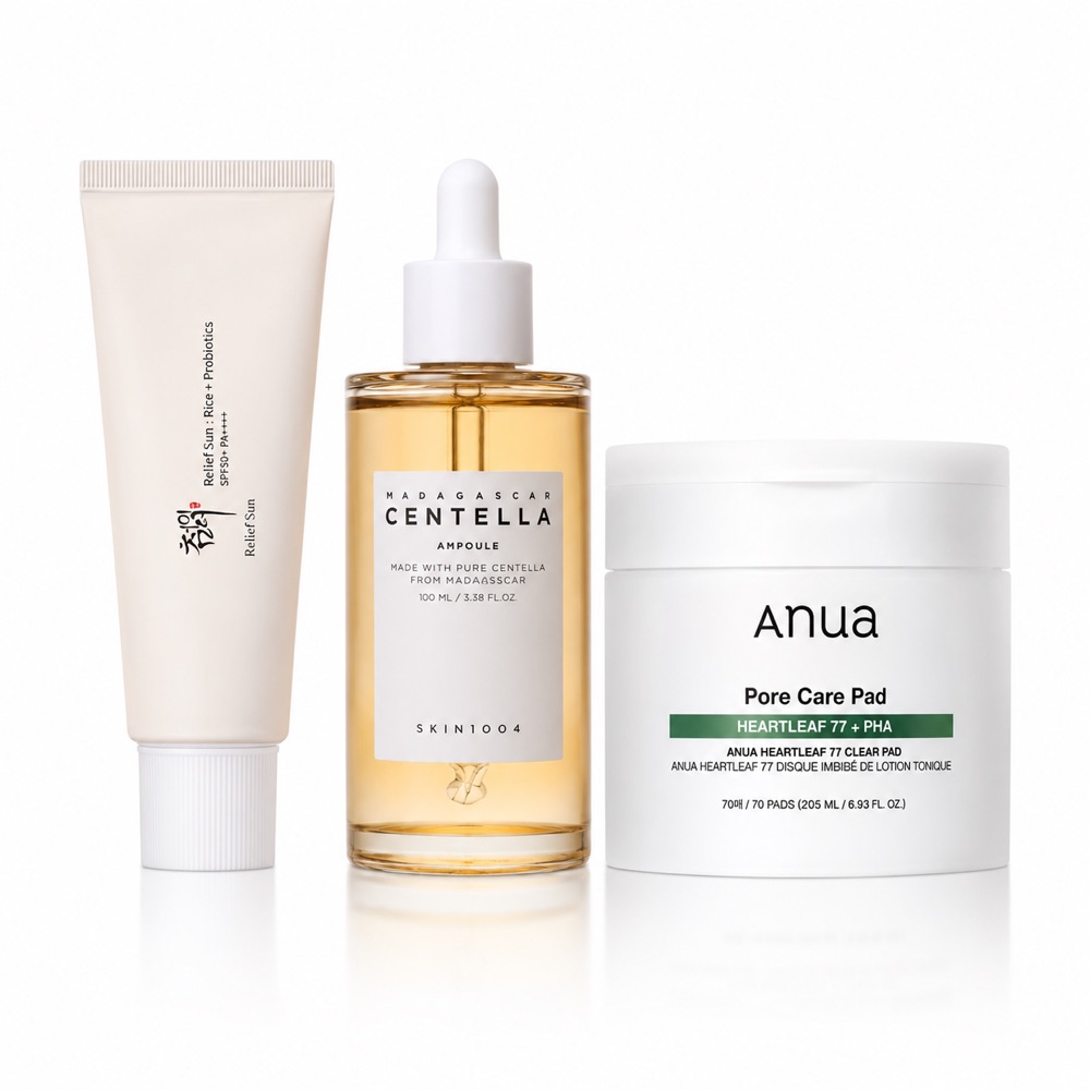 ILBAW Glass Skin Kit — Anua Heartleaf, Relief Sun y Skin1004 Centella
